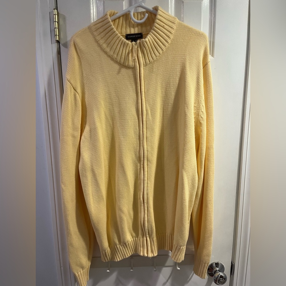 Lands’ End Yellow Cardigan Sweater — X-Large Tall